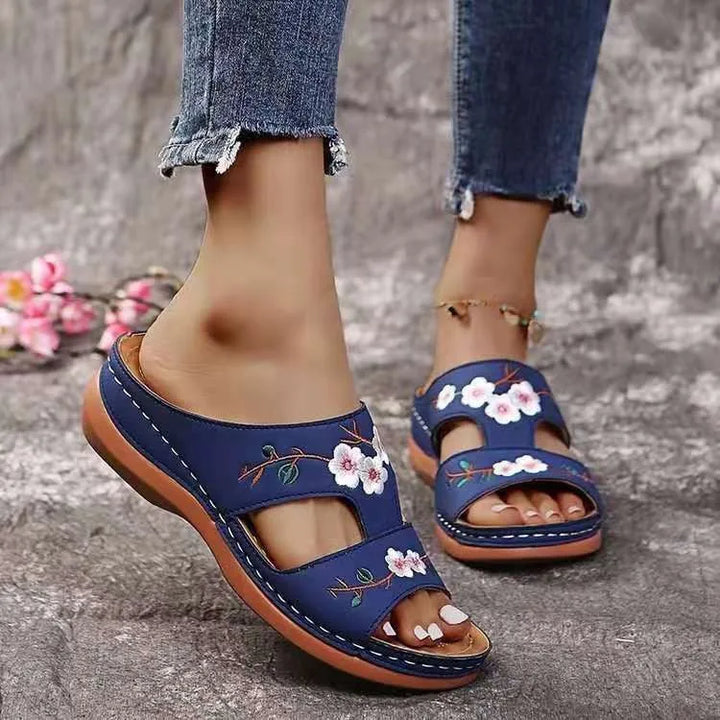 ボニー｜整形外科刺繍入りフラワーサンダル