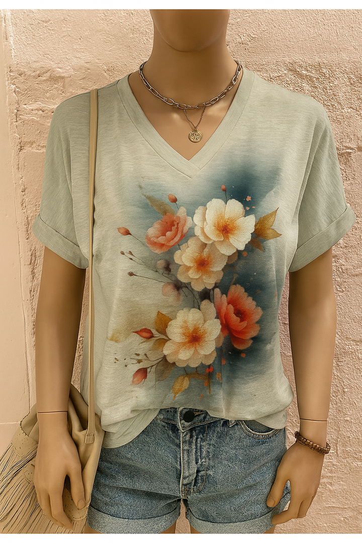 ザフィナ｜アーティスティックフローラルTシャツ