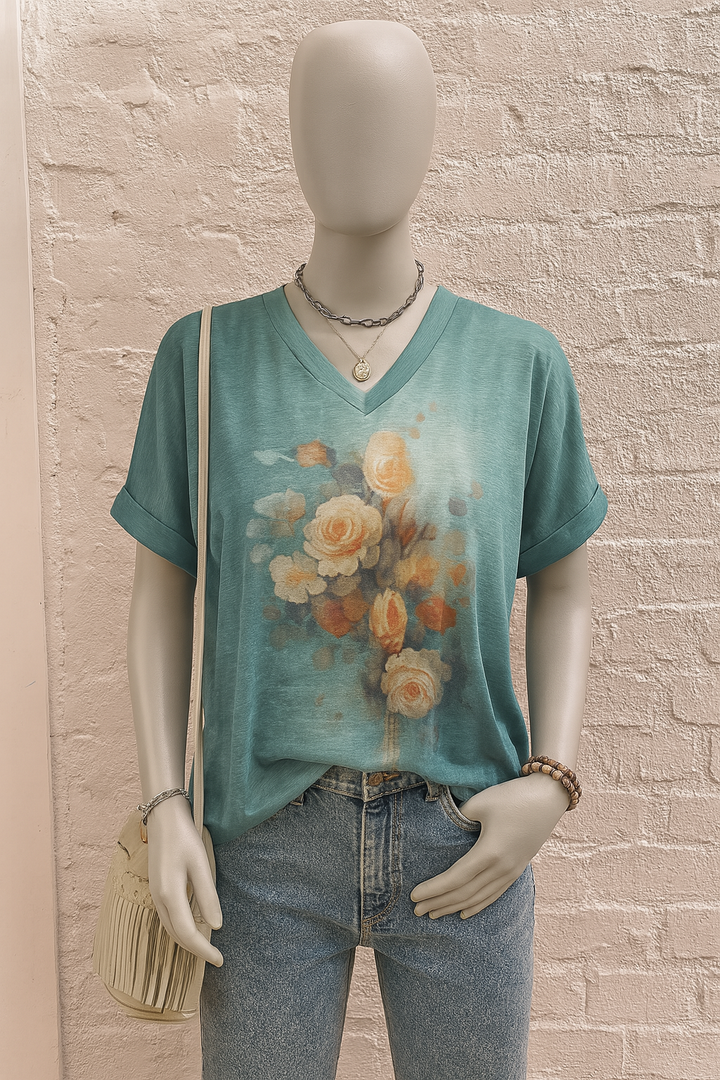 ザフィナ｜アーティスティックフローラルTシャツ