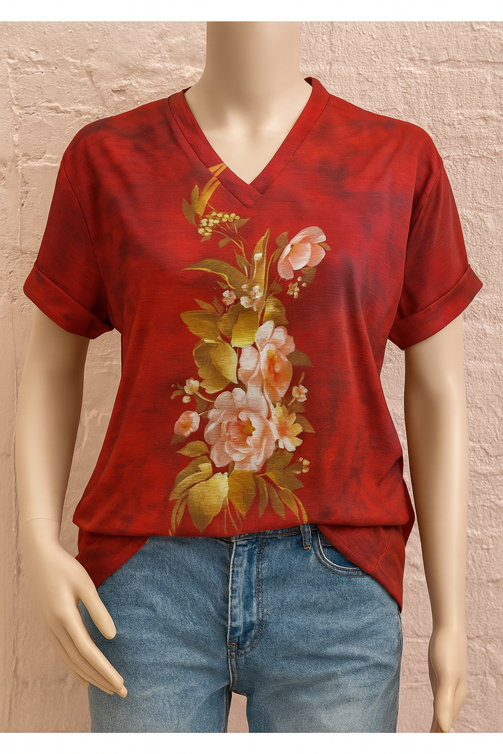 ザフィナ｜アーティスティックフローラルTシャツ