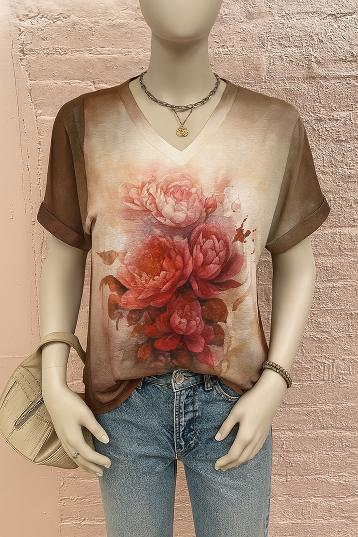 ザフィナ｜アーティスティックフローラルTシャツ