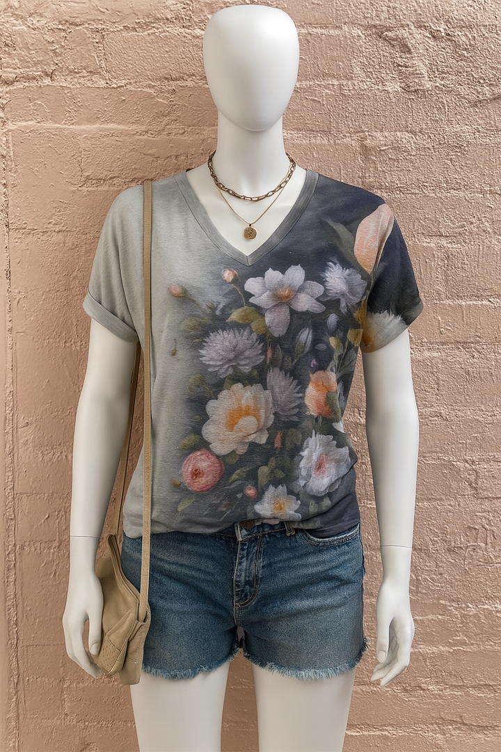 ザフィナ｜アーティスティックフローラルTシャツ