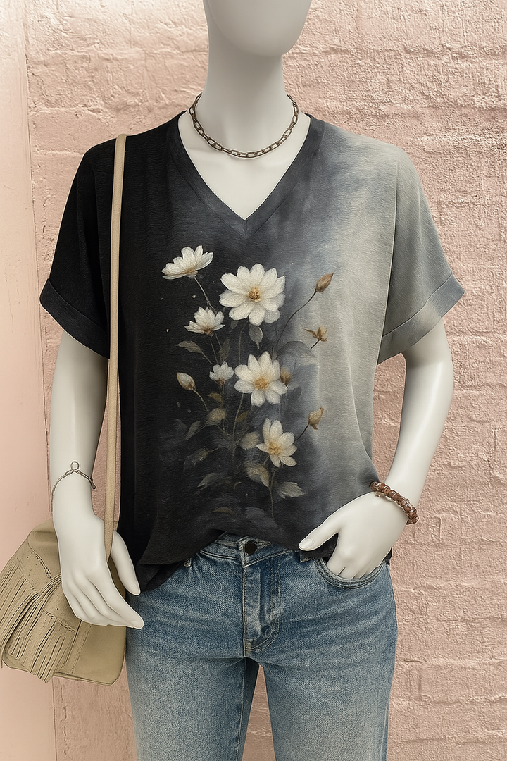 ザフィナ｜アーティスティックフローラルTシャツ