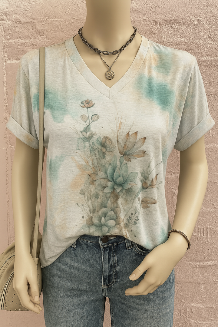 ザフィナ｜アーティスティックフローラルTシャツ