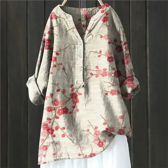 アラナ｜ヴィンテージ花柄リネンブラウス